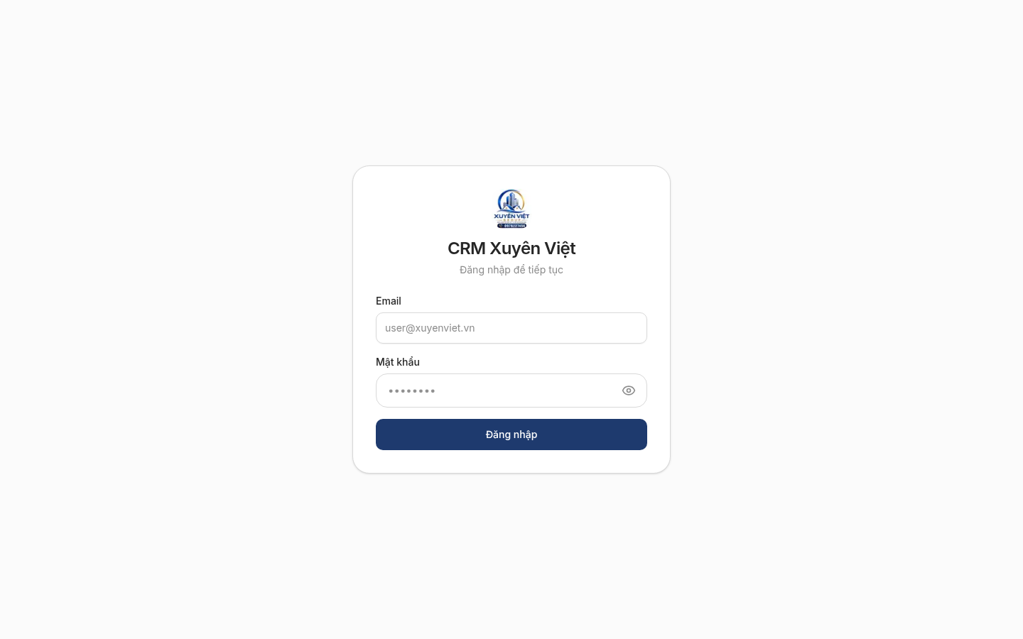 Giao diện CRM Xuyên Việt